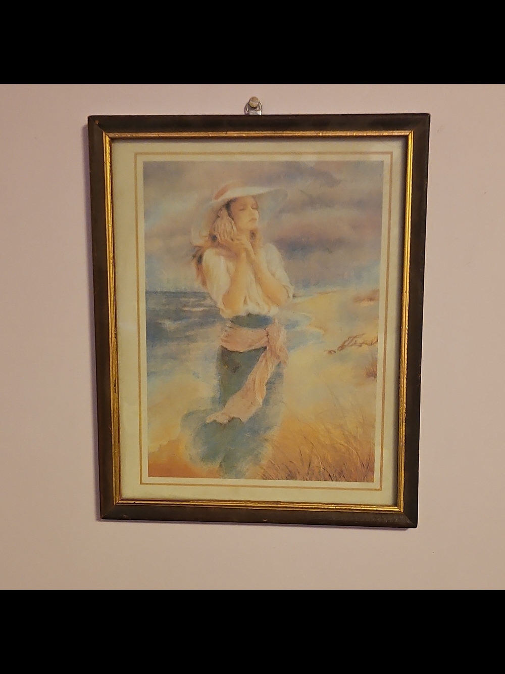 Coastal Woman Print in Soft Pastel Tones - Framed Wall Art